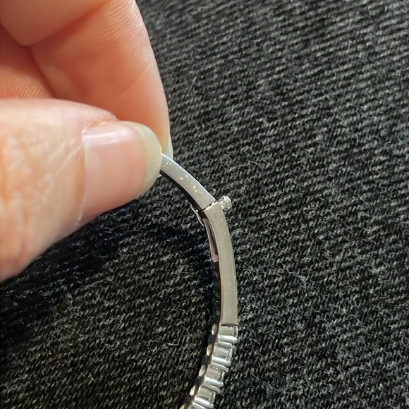 STERLING SILVER CLIP BANGLE WITH RHINESTONE PAVE SETTING - Picture 14 of 16